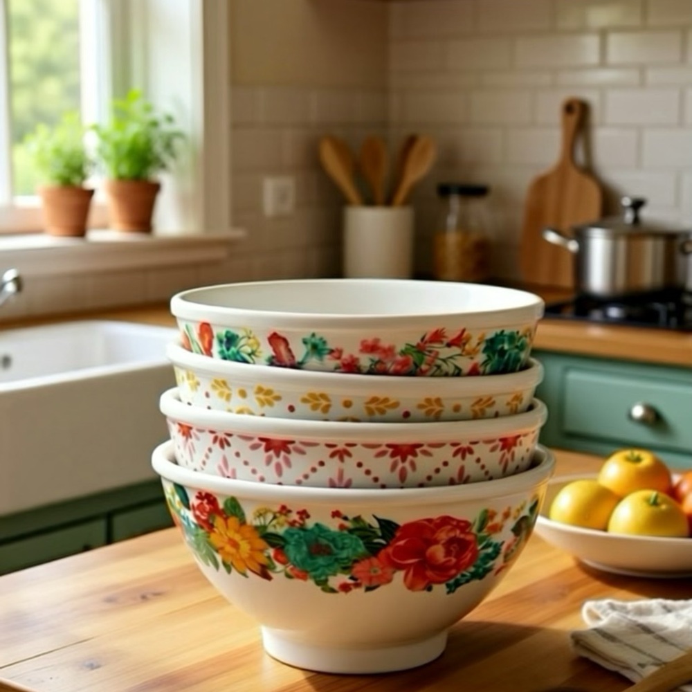 The Pioneer Woman Set of 4 Melamine Dipping Bowls, 3.5” Mini Footed Prep Bowls
